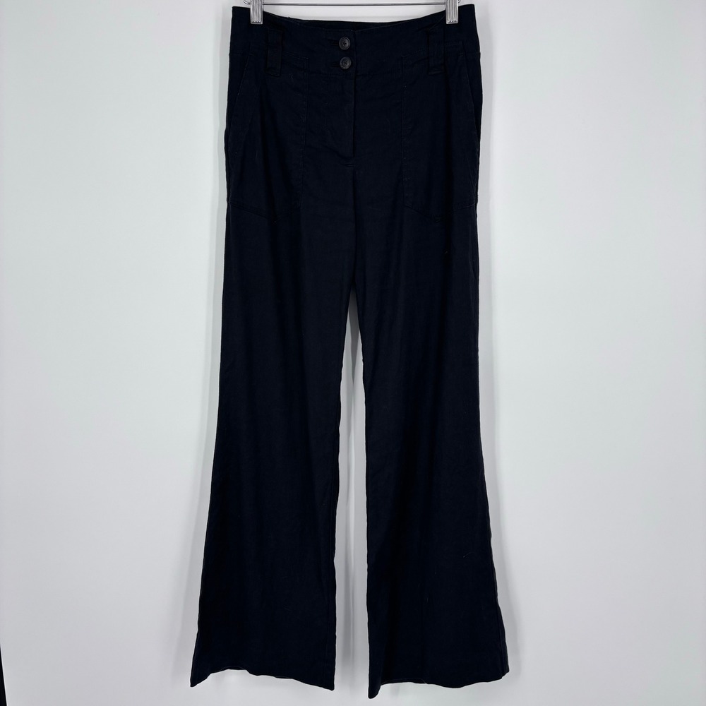 Maeve Anthropologie Linen Blend Wide Leg Trousers Womens 2 High Rise Pants